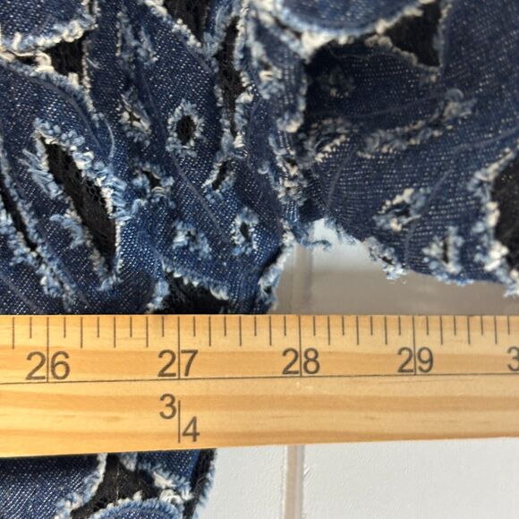 Lace Denim Womens Burnout Oversized Whimsigoth Cardigan Size M Fairy Grunge Boho - Picture 4 of 10
